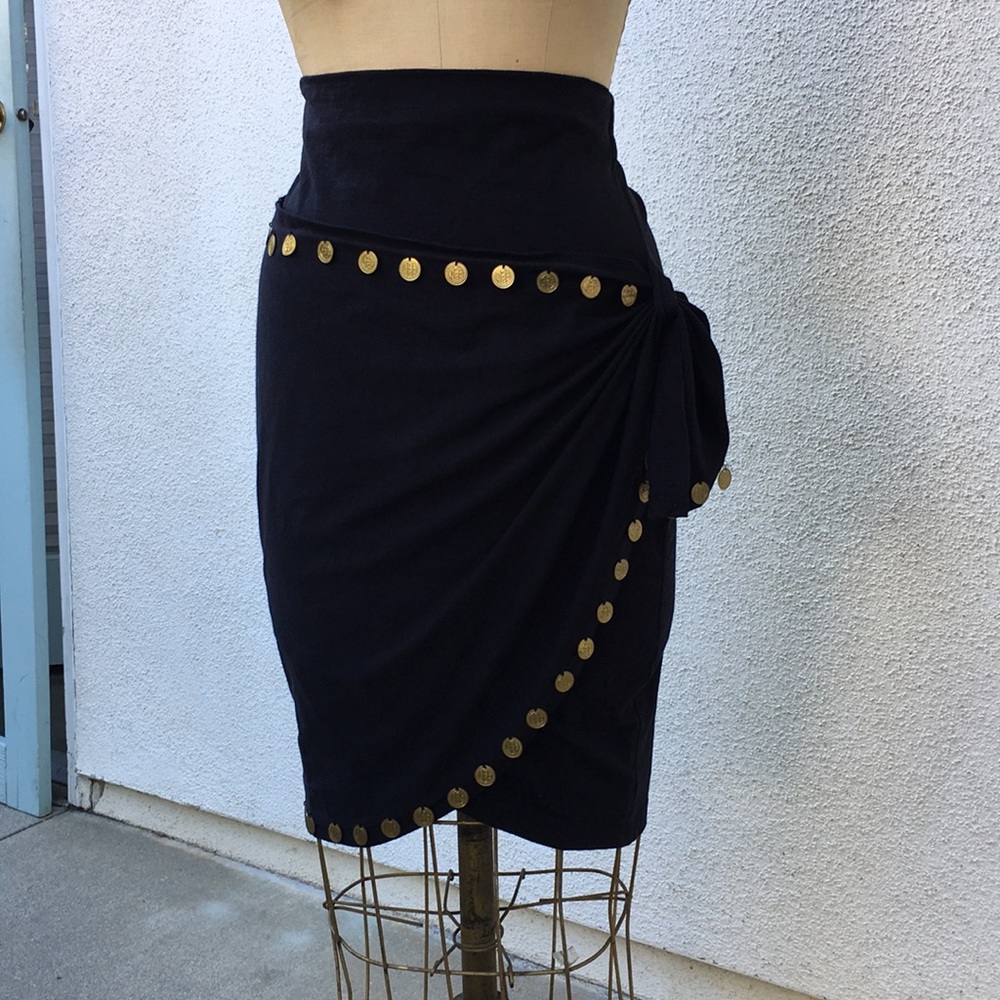 Beautiful stretch wrap around skirt w/ coin detail